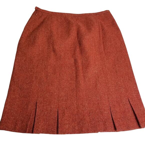 Talbots Red Italian Wool Silk Blend Midi Lined Pleated Hem Excellent! Size 8 P - Picture 2 of 7